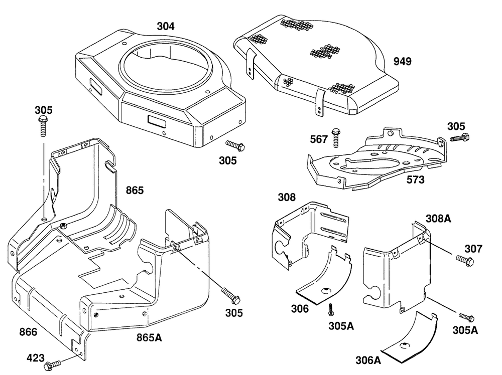 Blower Hsg, Air Guides Diagram and Parts List for 400707-0102-XX  Briggs and Stratton Engine